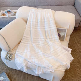 白色蛋糕半身裙女夏季新款松紧腰显瘦a字长裙设计感小众镂空裙子