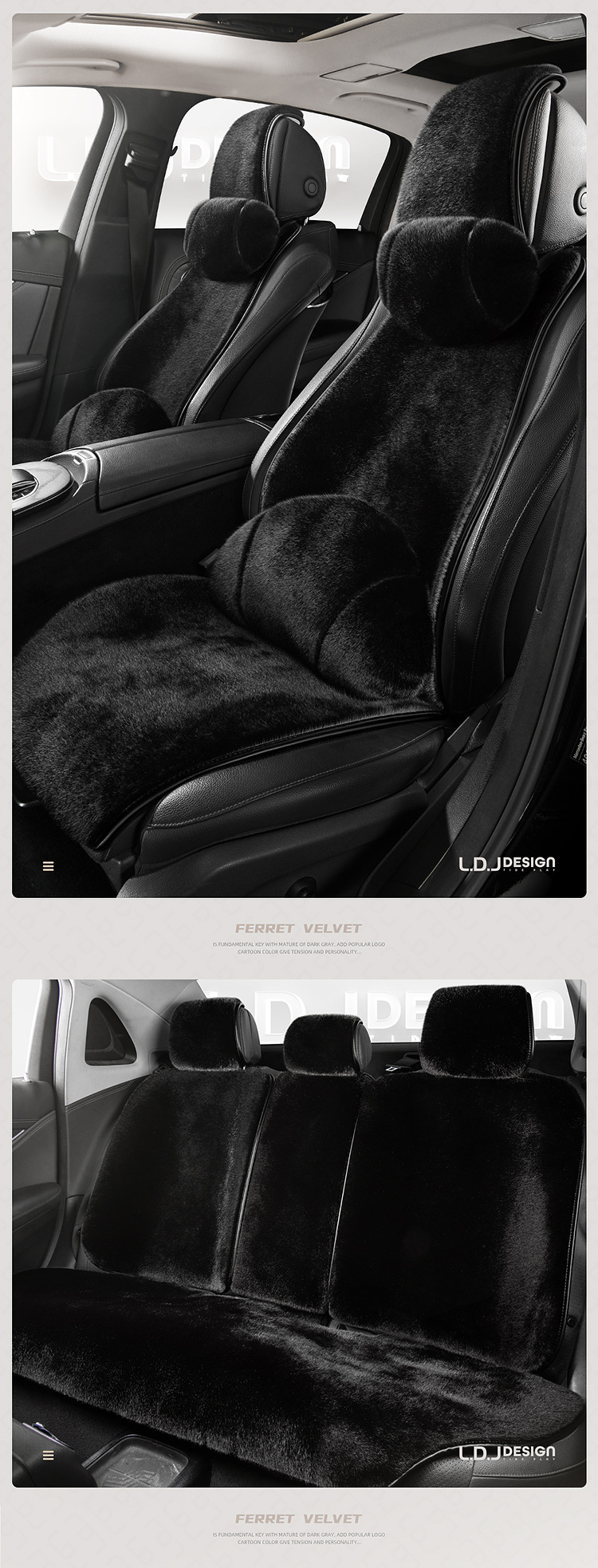 High-End Ferret Velvet Car Seat Cushion Head Pillow Small Three-Piece Autumn and Winter Warm Short Plush Women's Car Seat Cushion