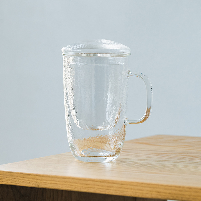 Grueso martillado de vidrio resistente al calor taza de separación de té liner filtro Oficina taza de té hogar juego de té taza personal