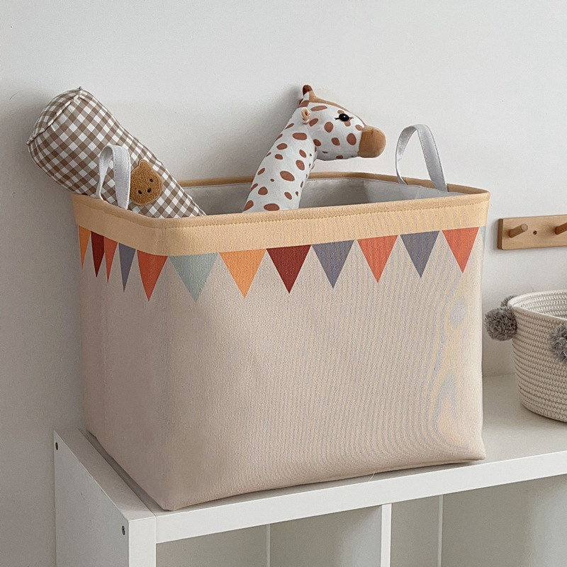 Large-Capacity Cartoon Storage Box Fabric Dust-Proof Children's Toy Wardrobe Clothes Storage Box Portable Dormitory Storage Bucket
