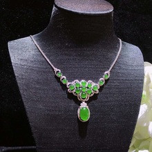 厂家批发天然翡翠A货 满绿蛋面锁翡翠骨链珠宝饰品一件代发