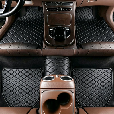 Universal Foot Pad floor mats, leather, waterproof, non-slip - black-five-piece-set-600g