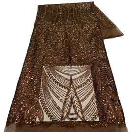 外贸非洲时尚珠片亮片刺绣面料奢华晚礼服网纱布料 Sequined lace