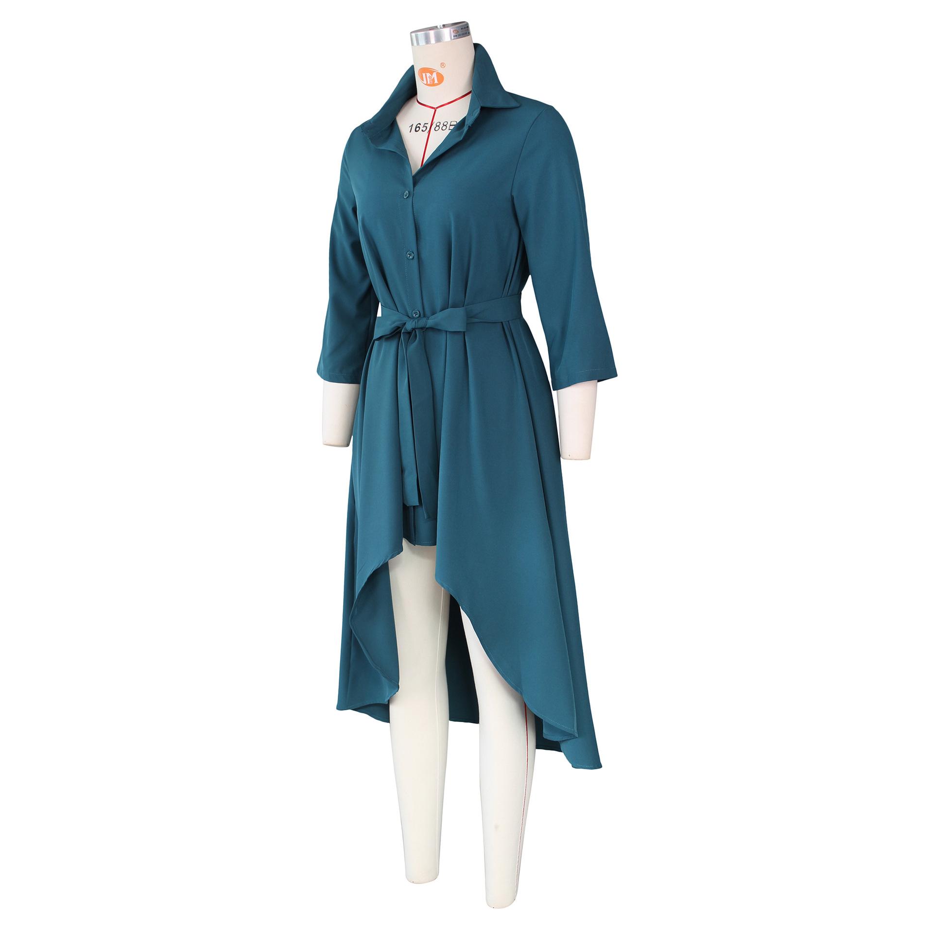Autumn Winter Irregular Asymmetric Half Sleeve Long Shirt Dress