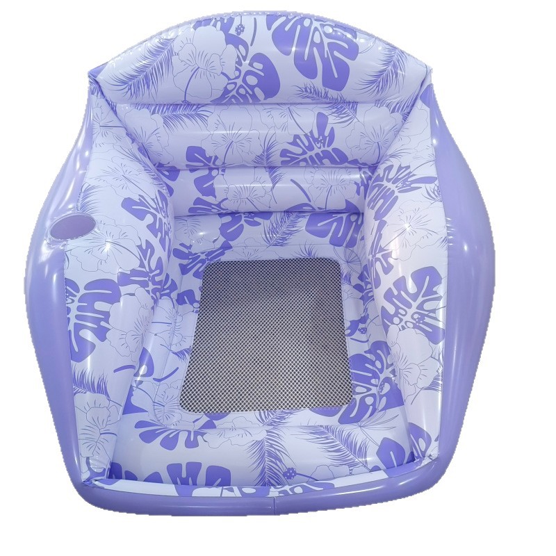 Transfronterizos gruesos PVC sofá flotante de agua pequeña margarita en forma de U respaldo flotante asiento de piscina cama inflable flotante