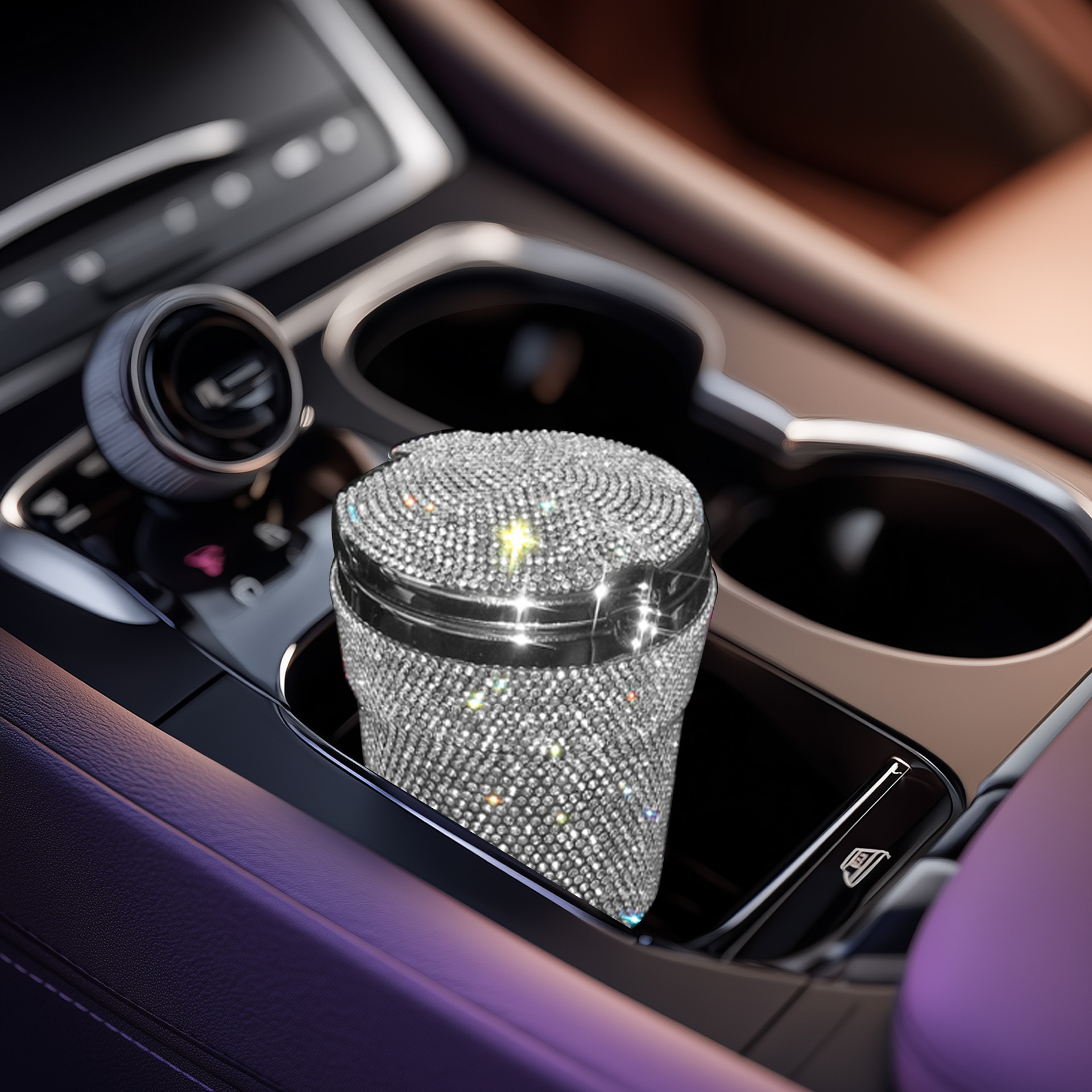 Qìchē – Car ashtray Creative with Lid - white