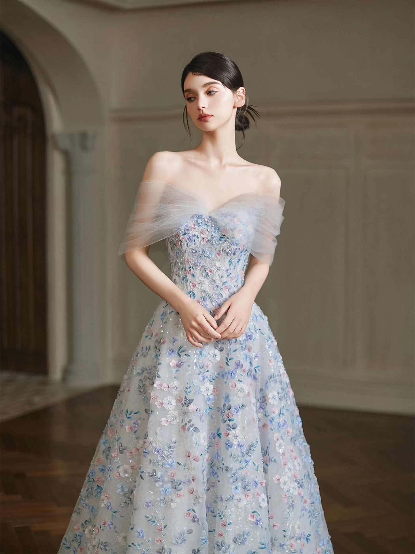 retro fashionable wedding dress