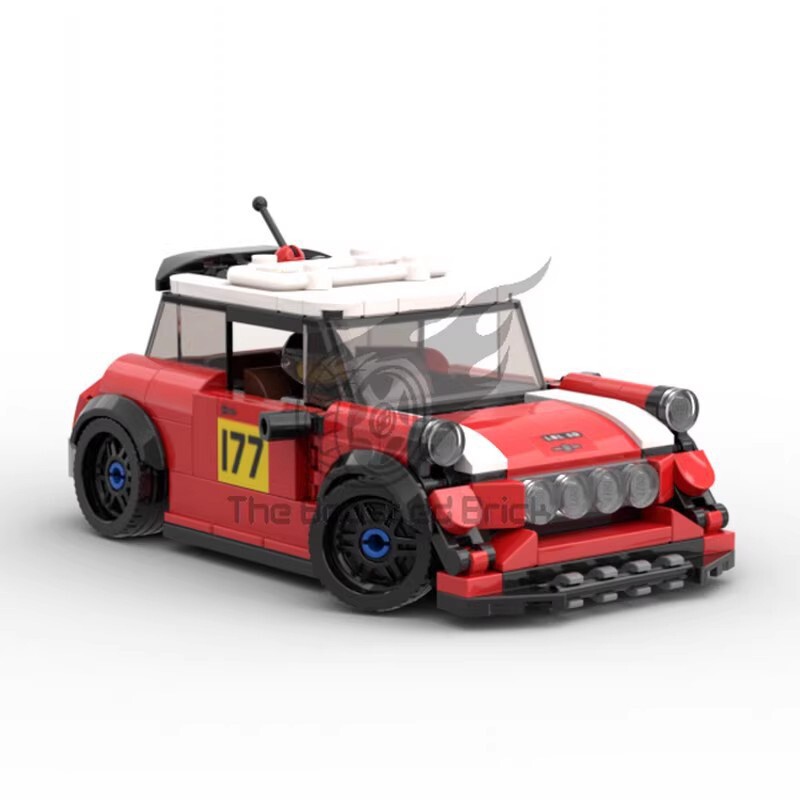 MOC building blocks compatible with Lego 86426 red and white Mini Cooper assembled car model puzzle boy creative assembling