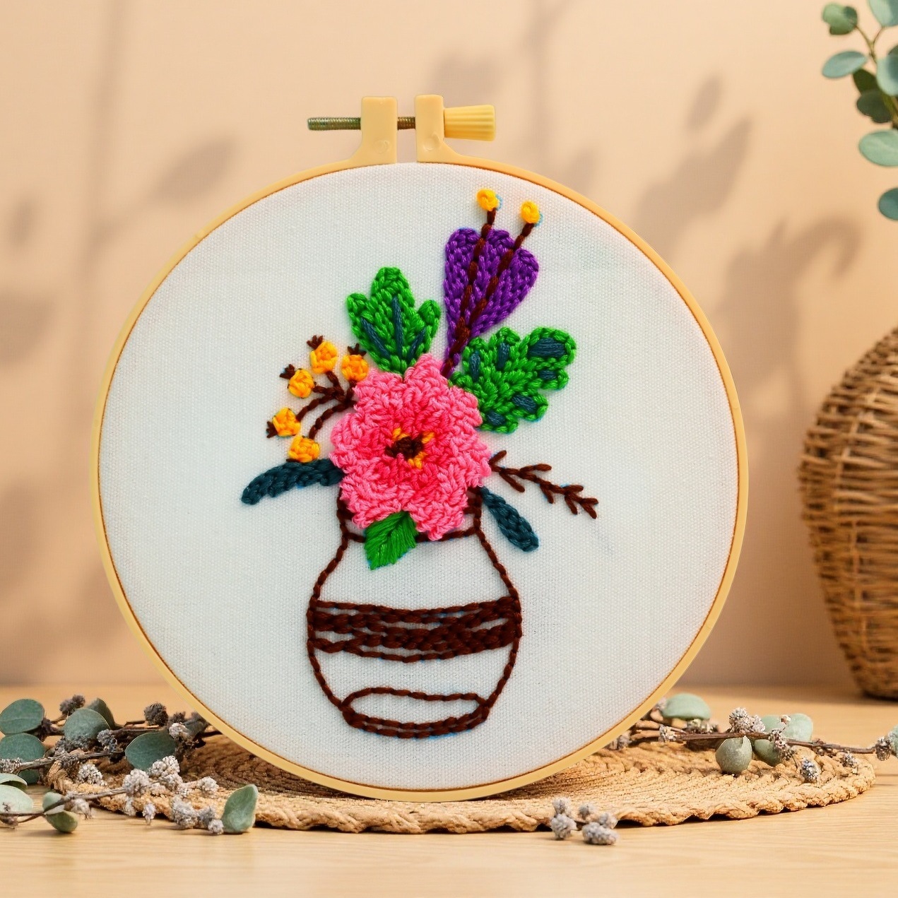 Nuevo paquete de material DIY completo de flores hechas a mano serie de bordado de animales