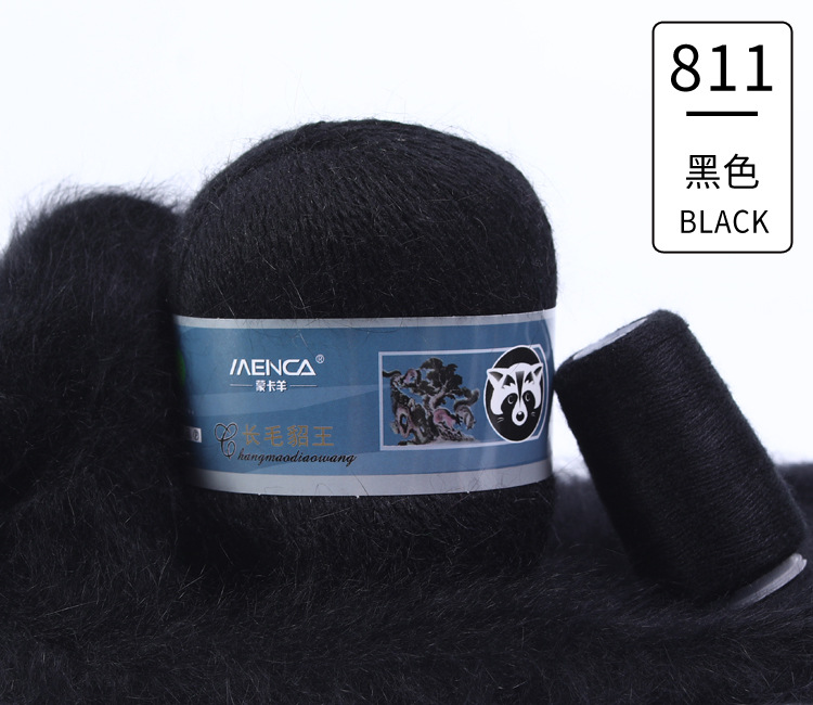 Hilo de lana de visón de lana larga Monopolio de la marca MENCA Hilo de lana de conejo de Angora Hilo de punto hecho a mano de 2 hilos