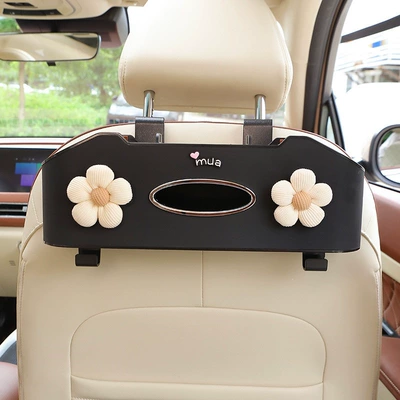 front and rear seat cup — Car cup holder/beverage holder - beige-five-petal-flower-chair-back-storage-box-new-model-black