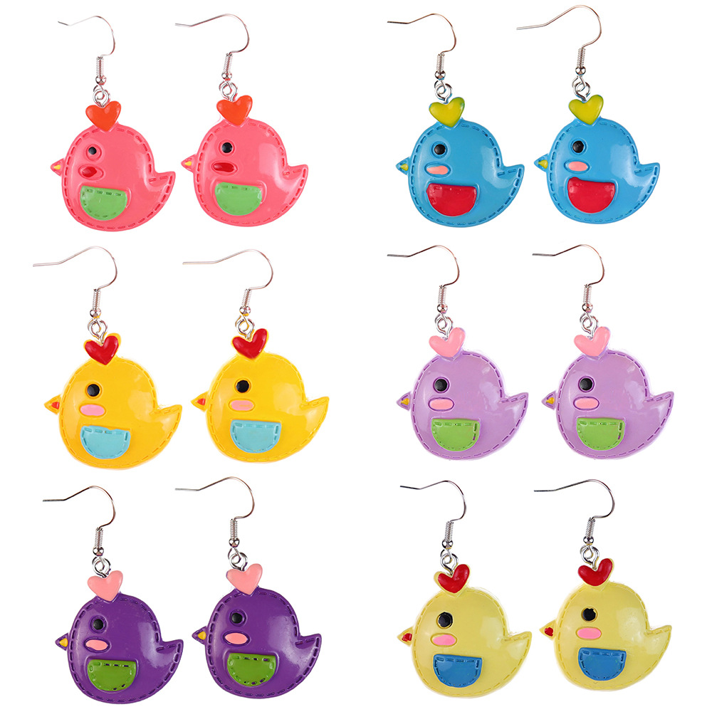 1 Pair Cartoon Style Cute Chick Plastic Drop Earrings display picture 1