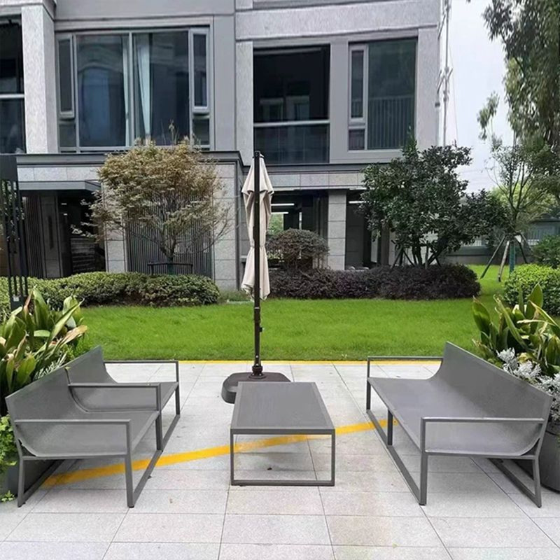 Sofá al aire libre minimalista nórdico combinación de asientos de acero inoxidable patio al aire libre jardín ocio impermeable muebles de protección solar