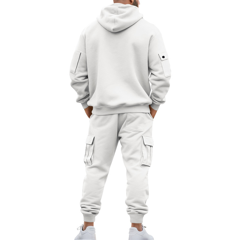American Autumn And Winter Heavy Loose Men's Tooling Outdoor Commuting Casual Fleece Warm Sweater Tooling Sweatpants Set_viptrois.com