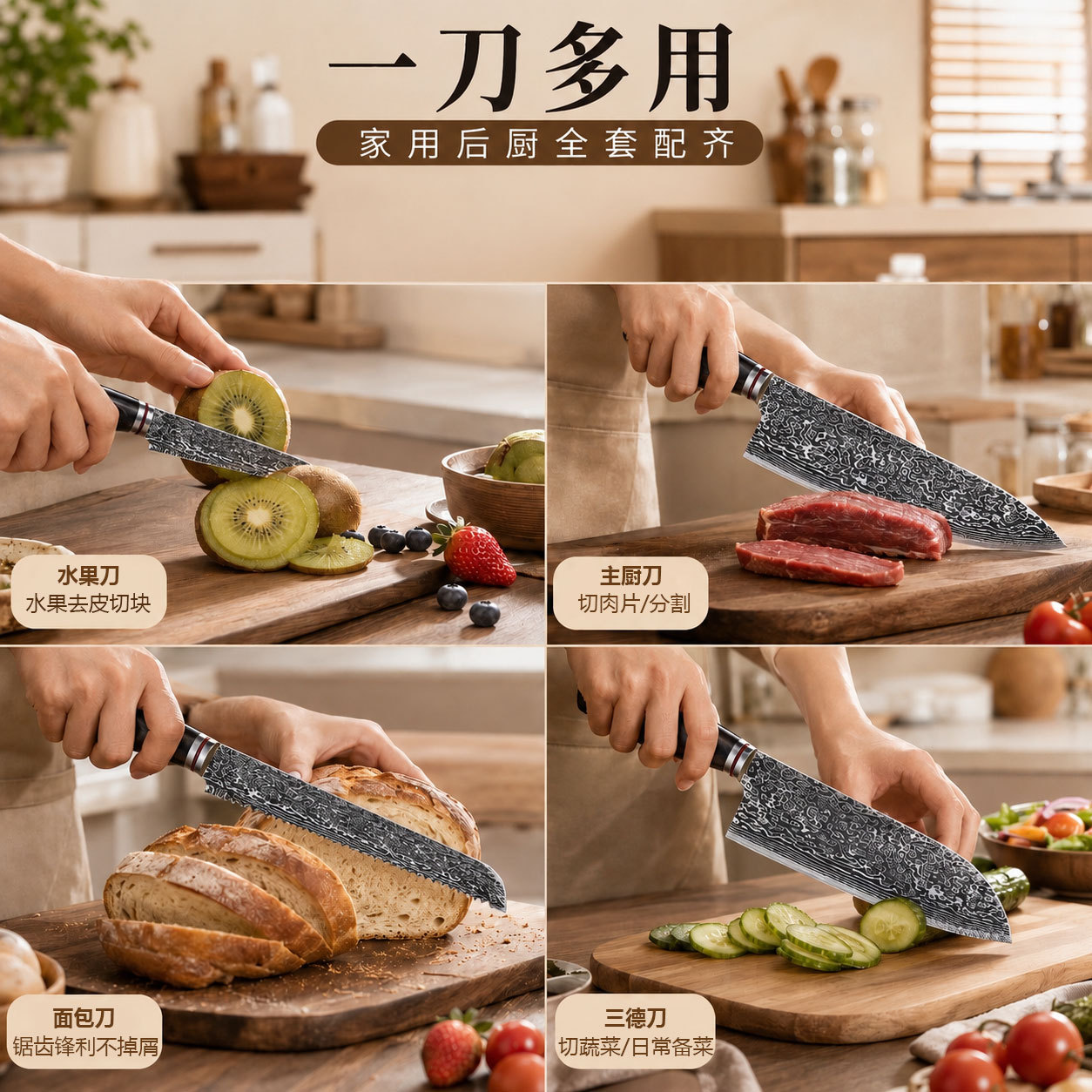 Şam Şefi Bıçağı Meyve Bıçağı Paslanmaz Çelik Bıçak Seti Japon Bıçağı Santoku Bıçağı Mutfak Bıçağı Sınır Ötesi Özel Tedarik