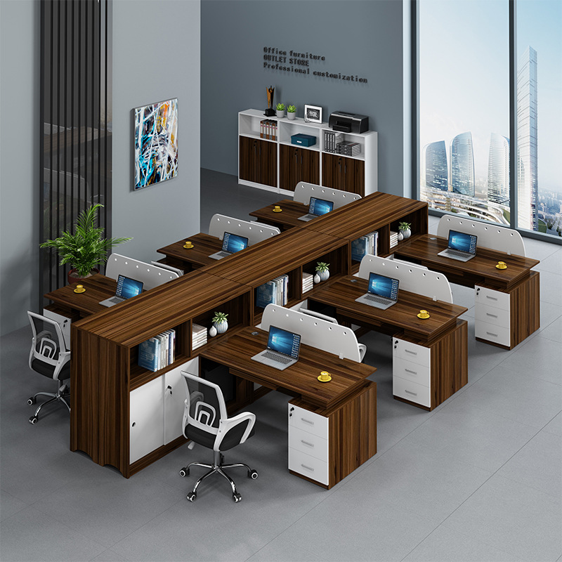 職員辦公桌員工桌椅組合2/4財務電腦辦公桌簡約現代屏風卡位家具