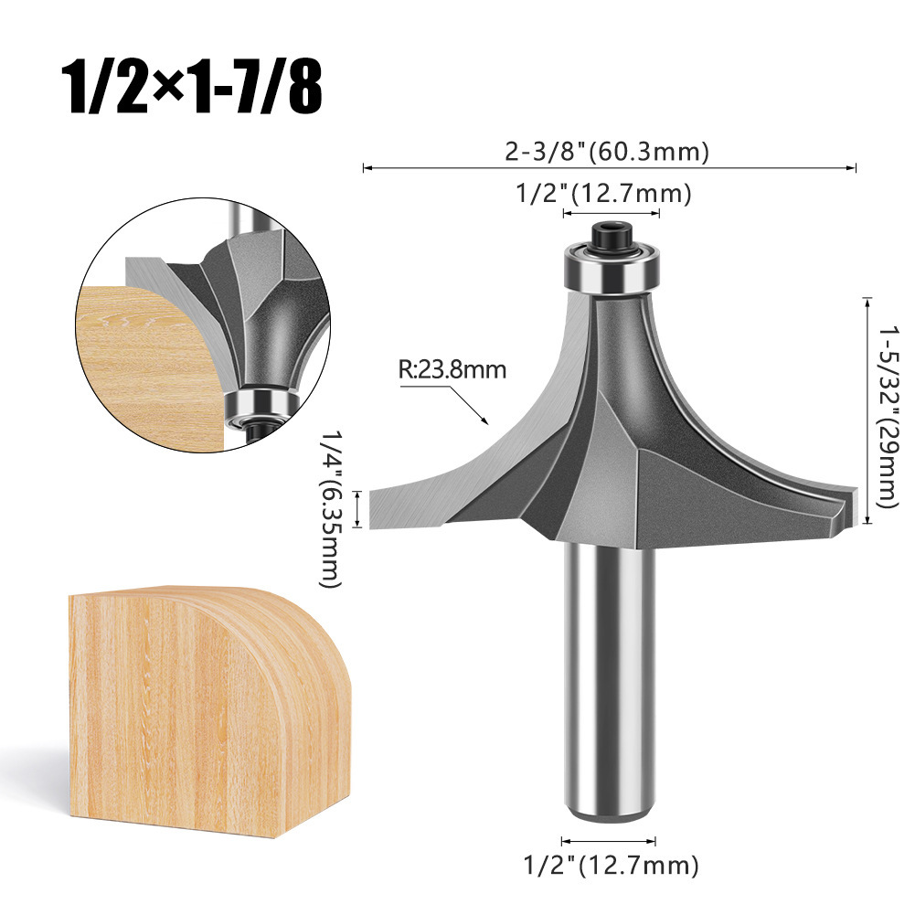Cuchillo redondo de carpintería de 1/4 mango 1/2 mango Cuchillo redondo de uso común Cuchillo redondo de aleación de alta calidad Cabeza de corte