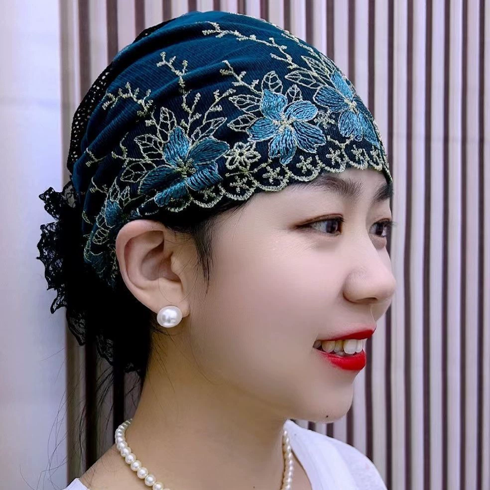 Модная четырехсезонная вышитая белая цветочная бисерная универсальная модная кружевная шляпа для мамы, удобный новый головной платок
