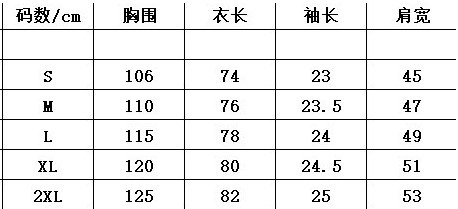 尺码表106