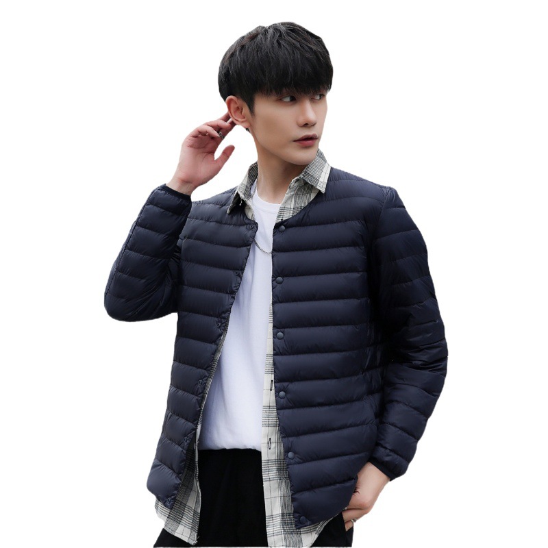 平湖馳新男性式90毛の純色の新しいメンズvネックの丸首の羽毛の中の大胆なダウンジャケットの大きいサイズのコート