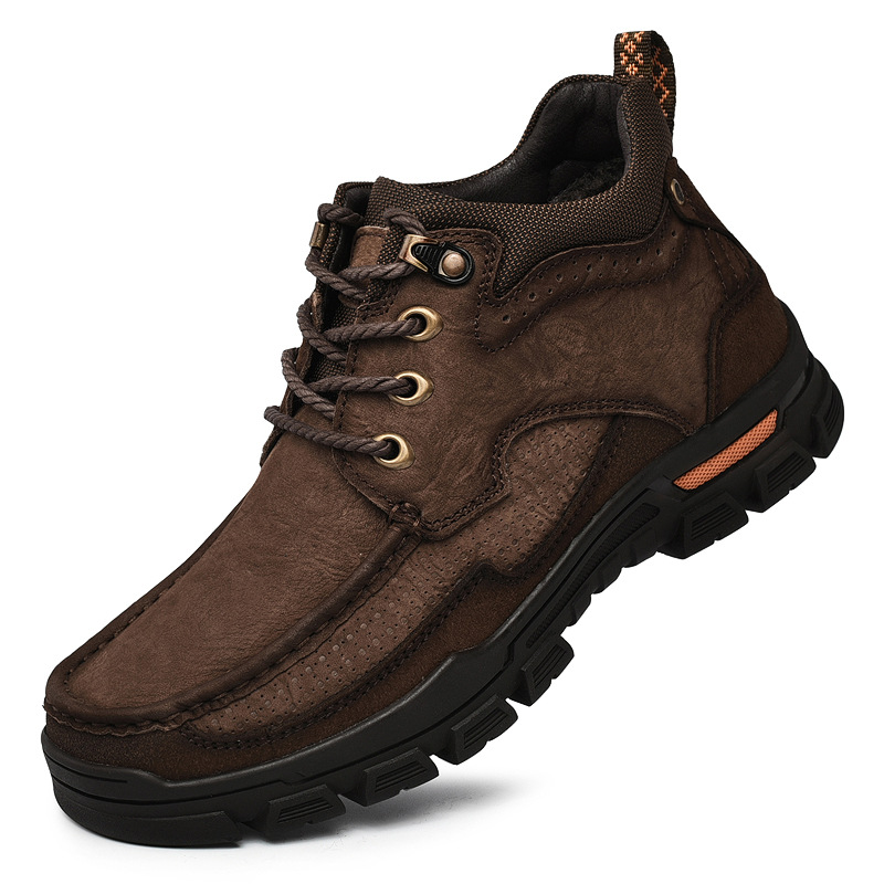 Paul camel zapatos de algodón de cuero para hombre botas de nieve cálidas de invierno zapatos de herramientas de escalada al aire libre de suela gruesa zapatos de cuero altos