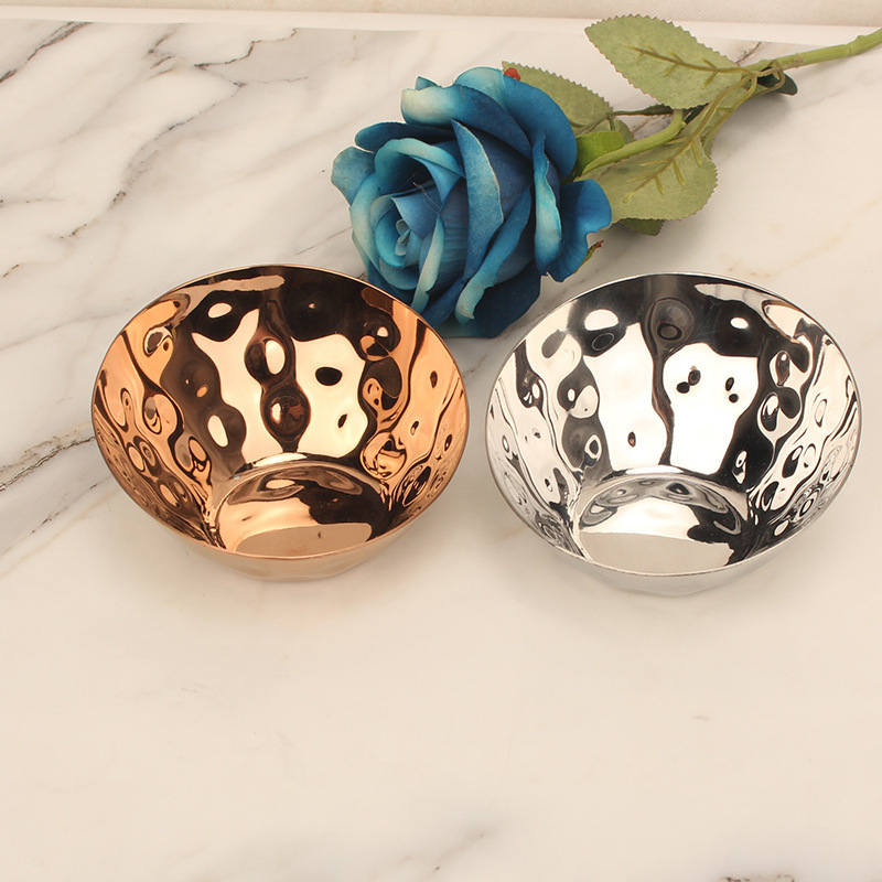 Zhuo Jin Stainless Steel Small Snack Plate Single Compartment Hammered Dessert Cake Snack Stand Nut Snack Flavor Plate Fruit Tray