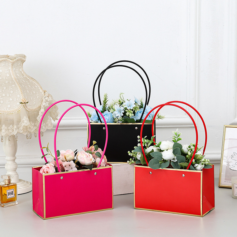 Florista paquete de flores bolsa de mano caja cuadrada de flores bolsa de paquete floral caja de regalo creativa floral al por mayor