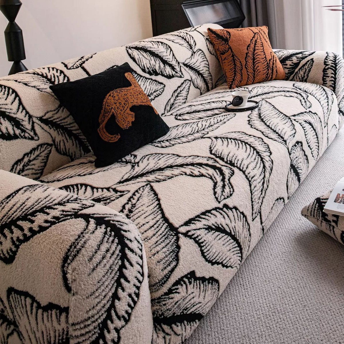 Fleece nuevo sofá cubierta todo incluido grueso elástico recto sofá perezoso cubierta anti-agrietamiento a prueba de polvo cuatro estaciones universal