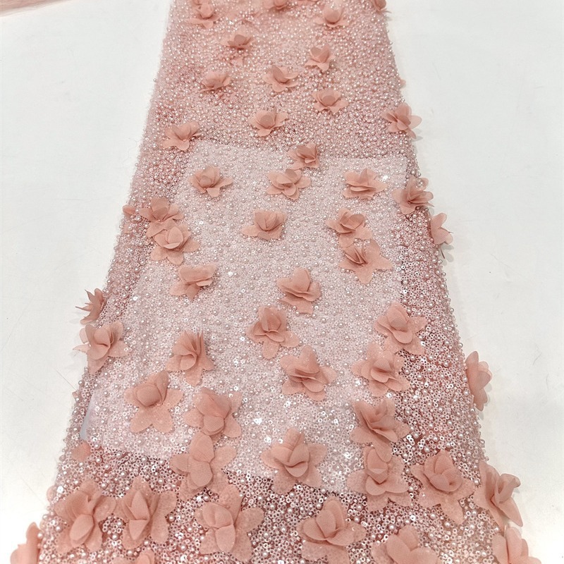 Decalones hechas a mano industria pesada computadora bordada sequinilla bordado tubo de perlas vestido de boda vestido de moda tela de vestido image 5
