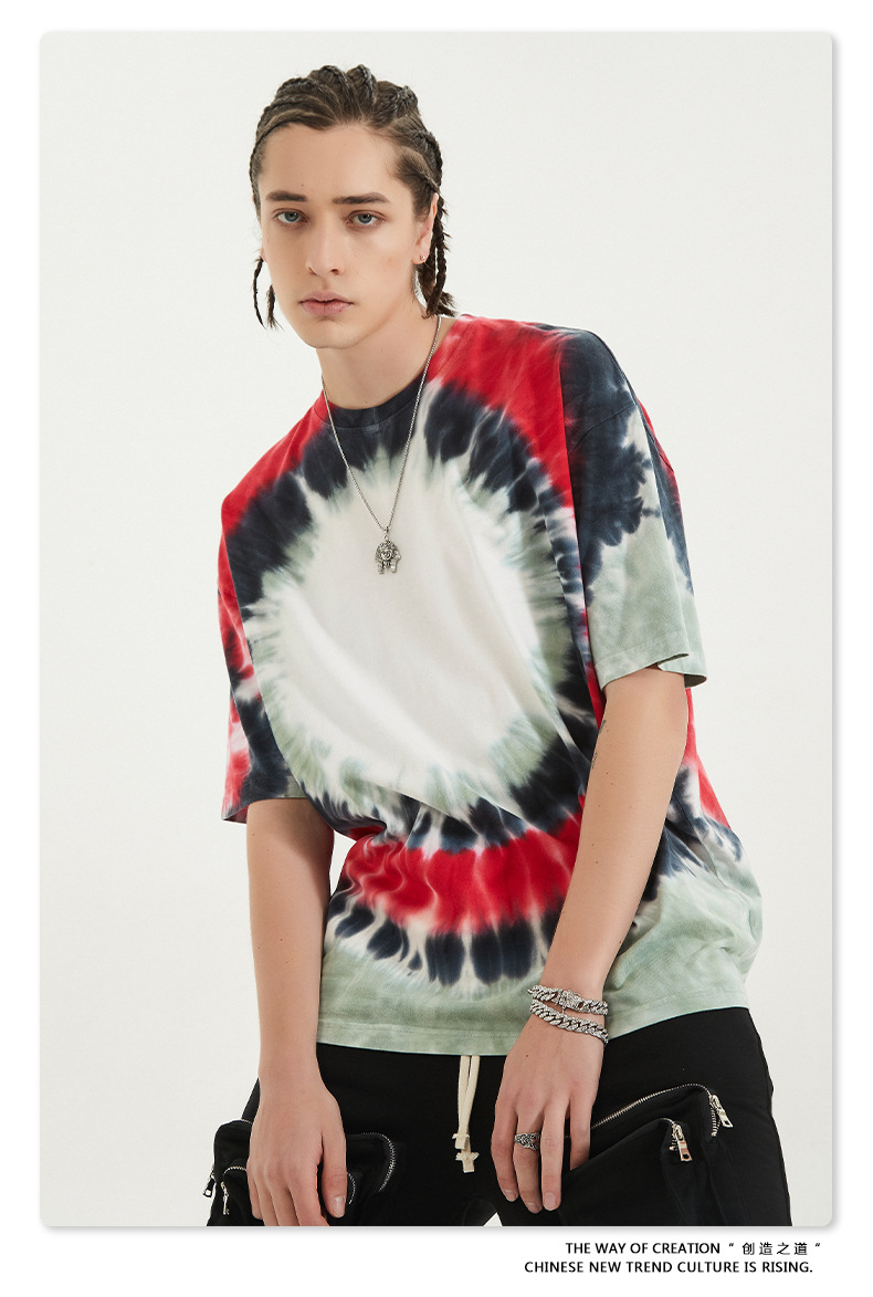 BE menswear | spring/summer European and American hip-hop explosion dyed shoulder short-sleeved dark wind high street loose tide T-shirt 16 12.jpg