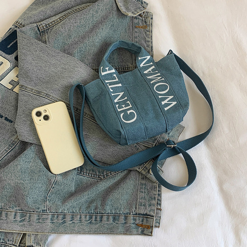 Fashionable canvas small square shoulder bag trendy new Thailand influencer GW letter print unisex crossbody bag