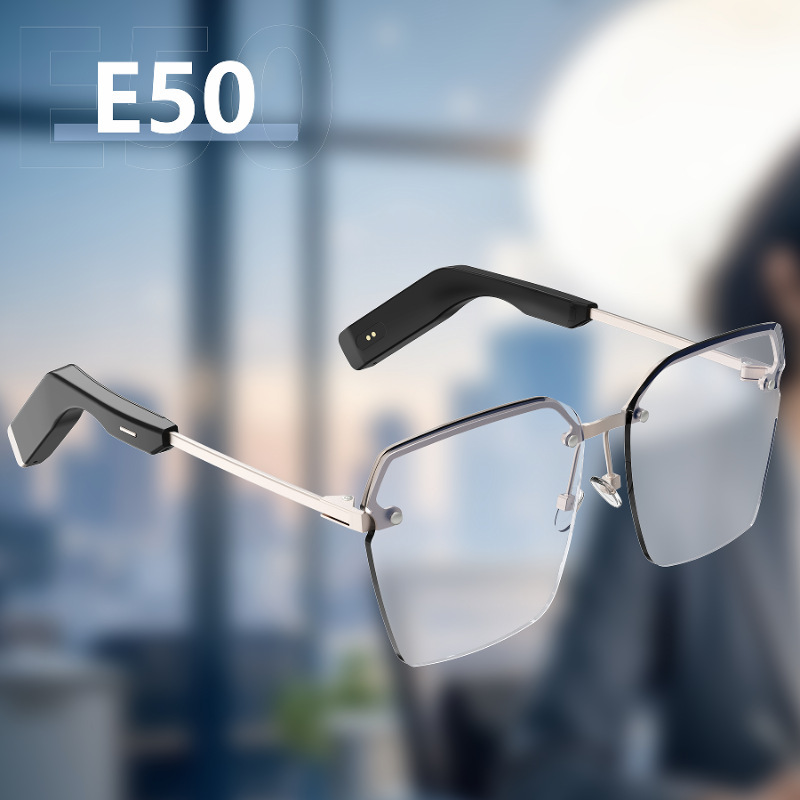 E50 Ai Smart Glasses Bluetooth Smart Wearable Glasses Listen to Music and Answer Calls Ai Voice Assistant Day