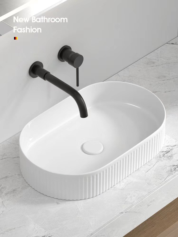 Patrón vertical patrón Cuenca Superior ronda lavabo baño onda cerámica lavabo cuadrado rayas