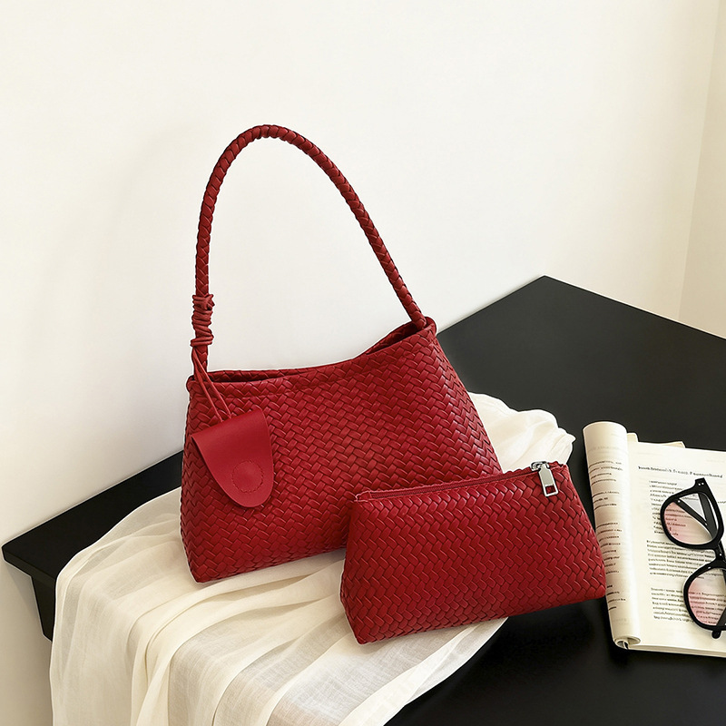 Cross-border best-selling women's bag, niche design woven pattern underarm bag, vintage handbag, commuter tote shoulder bag