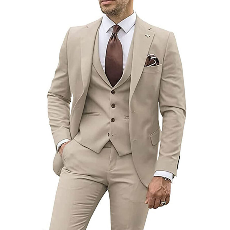 European and American Foreign Trade Amazon AliExpress Men's Suit Three-Piece Slim-Fit Tuxedo Groom's Best Man Banquet Dress