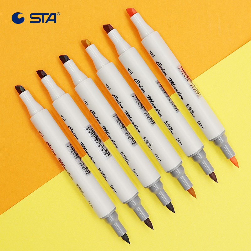 STA3212BR doble cabeza blando bolígrafo marcador bolígrafo para estudiantes de arte infantil dibujo animado pincel especial acuarela