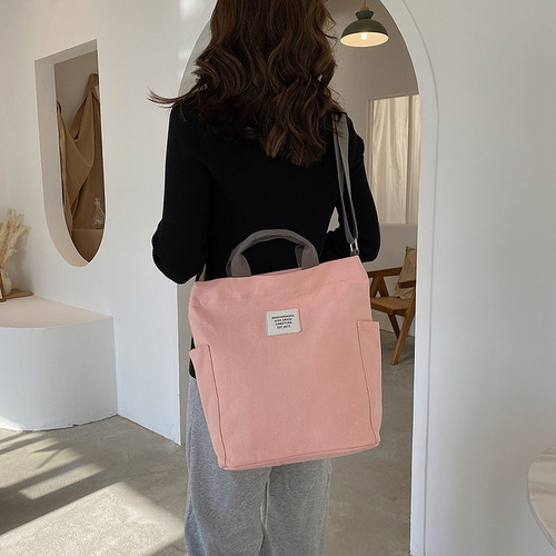 Women's bag 2024 Korean version new student crossbody shoulder bag manufacturer wholesale canvas handbag large capacity bucket bag