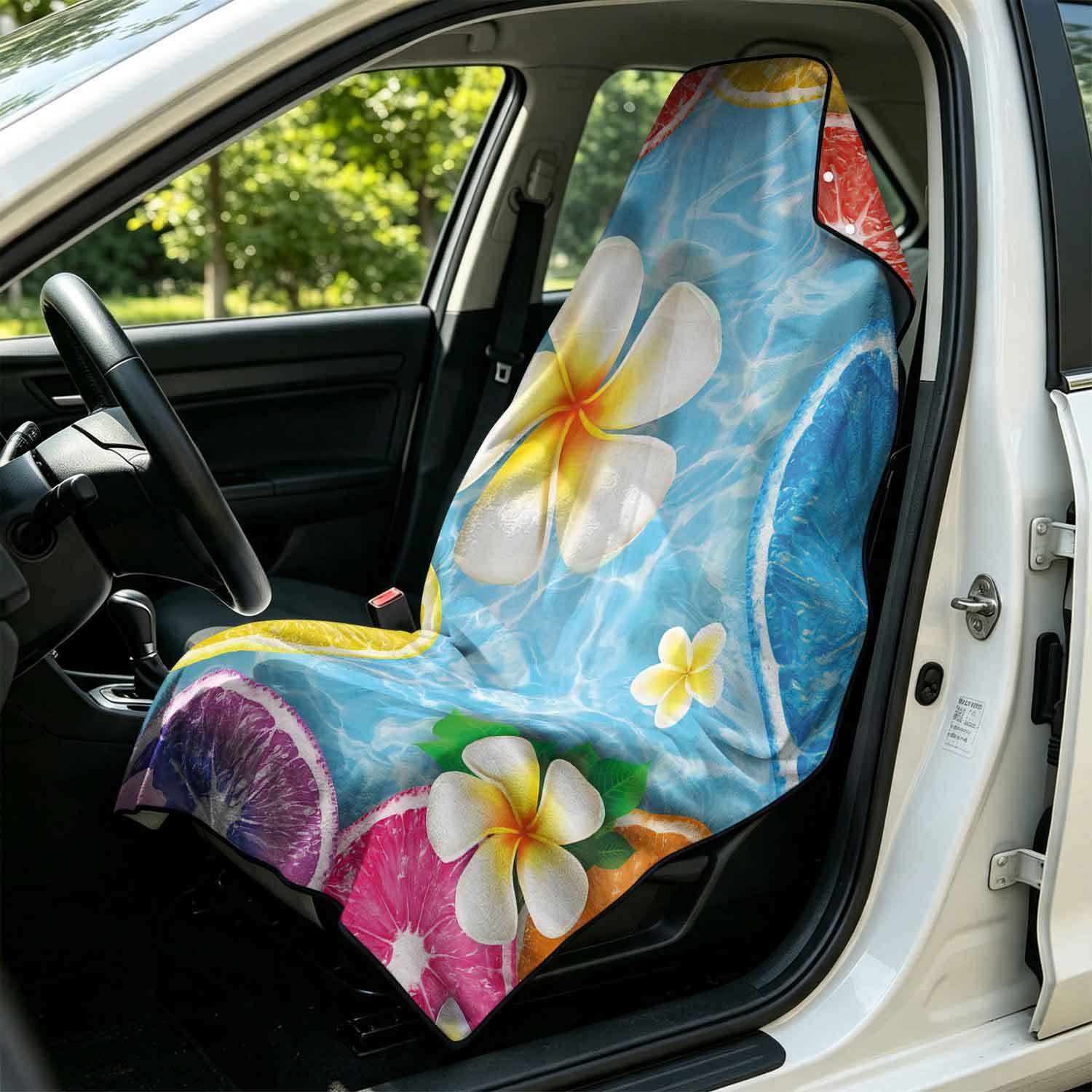 Printed bath towel and car seat cover 2-in-1, ultra-fine fiber outdoor beach and car dual-use universal seat cushion