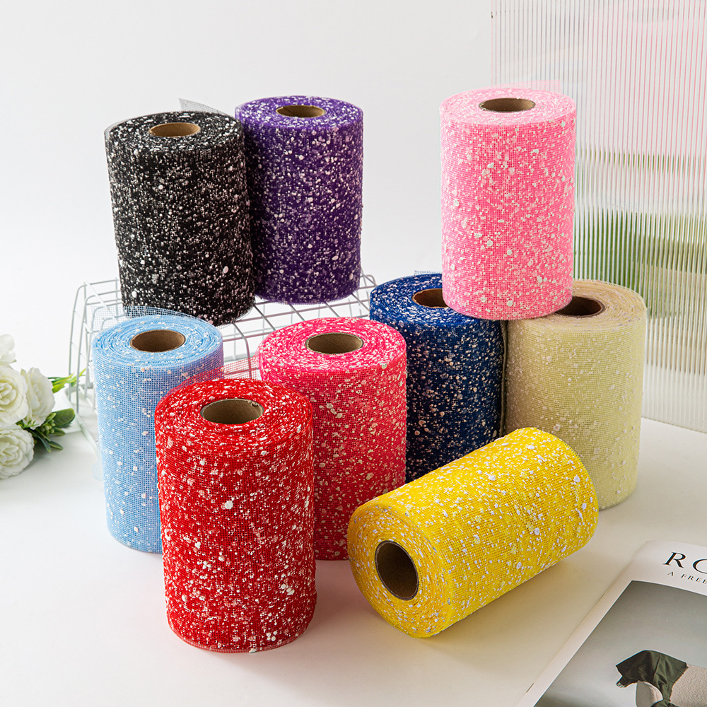 15cm de ancho de hilo de punto de nieve corto red floral rosa decoración manual envasado de hilo de malla material de papel de embalaje