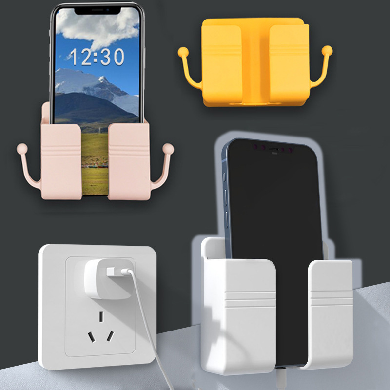 携帯電話充電ベーススタンド壁掛け粘着式リモコンラック収納ケース穴なし壁収納ラック|undefined