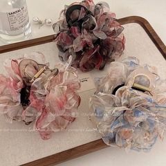 高级感网纱玫瑰抓夹气质后脑勺鲨鱼夹2025新款发抓设计感头饰发饰