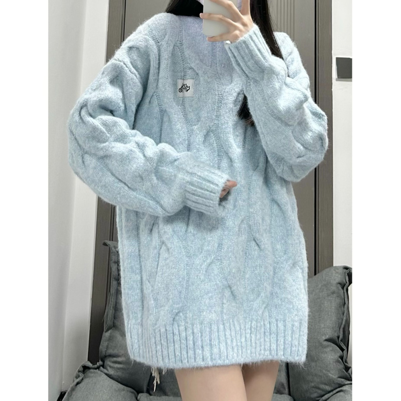 彩紗大麻の花のプルオーバーのセーターの女性のファッションはゆったりしています。|undefined