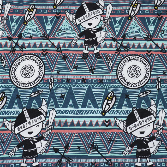 现货/可定 数码印花活性直喷全棉莱卡针织弹力汗布卡通爬服家居服