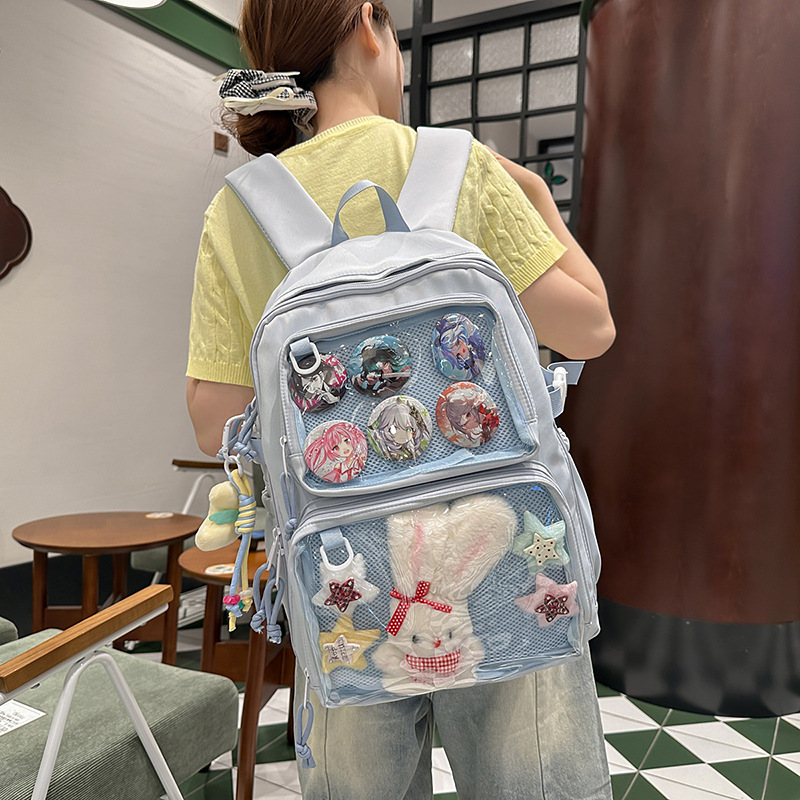 Japanese Ins New Transparent Backpack Lightweight Simple Backpack for Middle School Students Korean Style Casual Large Capacity Backpack