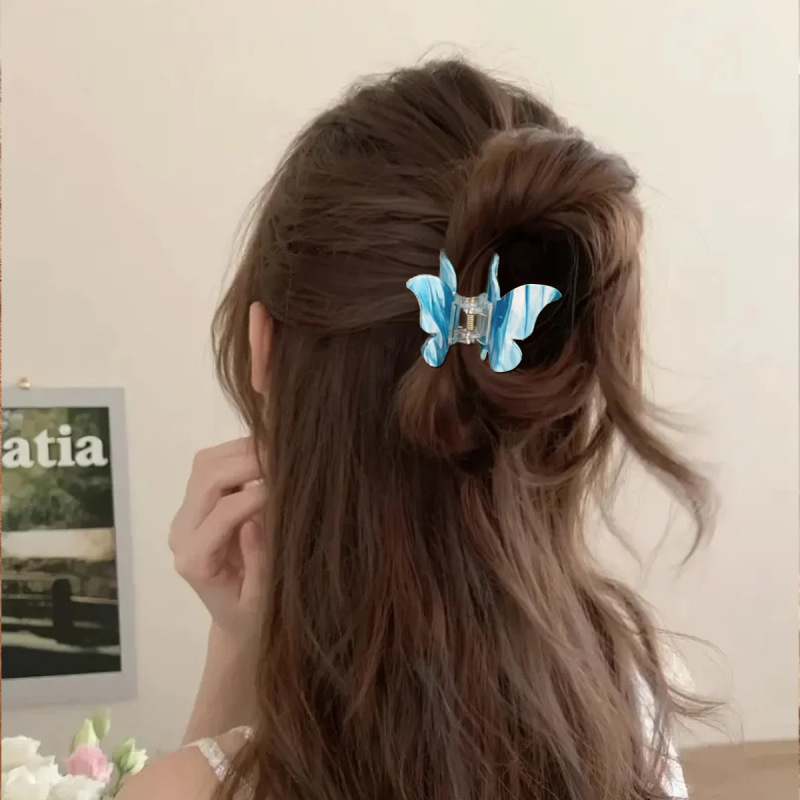 柏菲雅新款优雅蝴蝶抓夹复古气质发抓发饰半扎发夹小号鲨鱼夹女|undefined