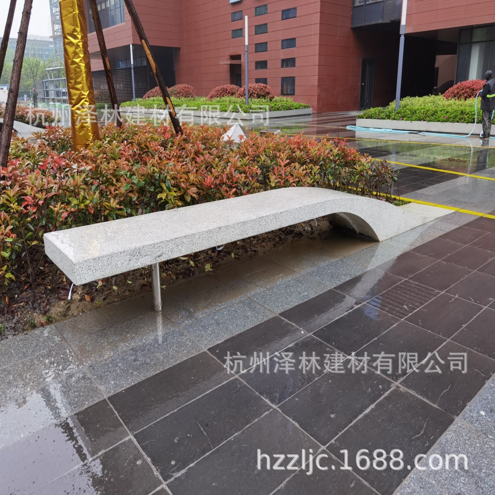 预制混凝土水磨石景观坐凳PC材料装配式构件4800*600*100