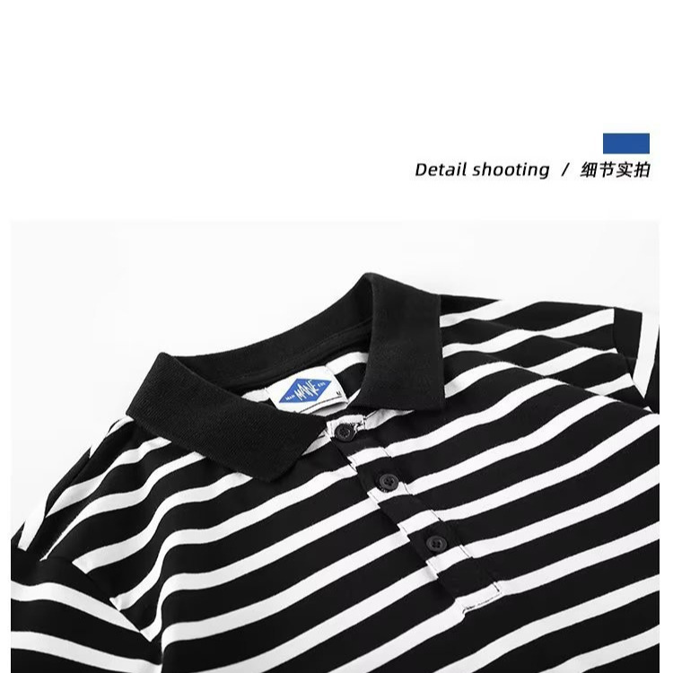 Camisa POLO de lujo ligero para hombres, marca de moda, camiseta a rayas de solapa delgada de estilo coreano, ropa de verano madura ligera, simple de media manga, hombre de manga corta