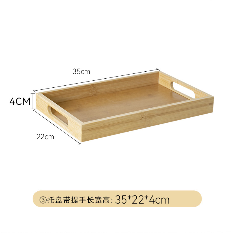 Bandeja rectangular de bambú con doble asa para tazas, té, barbacoa, snacks, pasteles gourmet, postres, ecológica.