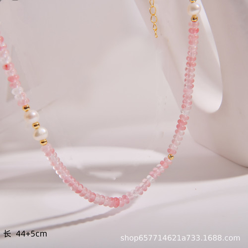 Elegant Layered Double Pearl Necklace for Women - Natural Stone, Unique, Light Luxury, Retro Oval Bead, Long Pendant Necklace Accessory