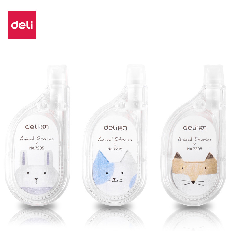 得力7205修正带透明膜带6m装涂改带平整不易断手5mm×6m办公用品